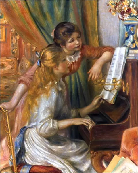 RENOIR: GIRLS  /  PIANO, 1892. Pierre Auguste Renoir: Young Girls at a Piano. Oil on canvas, 1892