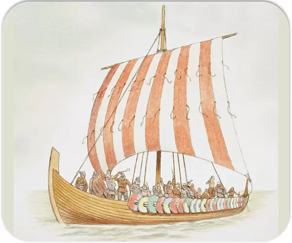 Viking longship carrying warriors